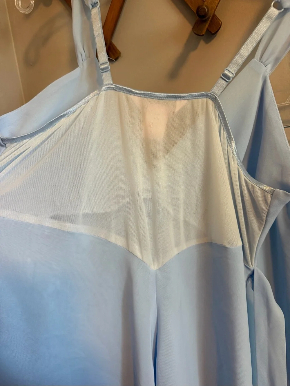 La Vie en Rose Powder Blue Chiffon Cami Wide Leg Pants Pajama Set M - Picture 8 of 9
